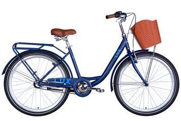 Велосипед ST 26" Dorozhnik LUX PH рама-17" синій з блакитним (матовий) 2024 крила, крило пер., крило зад., підніжка, дзвоник, корзина
