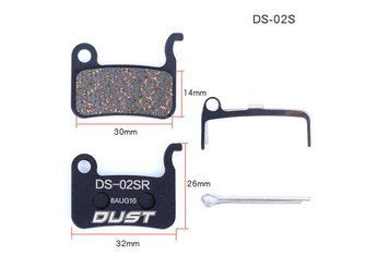 Колодки гальмівні disc Напівметал DUST DS-02S Shimano M975/966/596/800/765/775/601/665/585/545/535, R-505, S-500, JAK-7 AM (брендоване пакування)